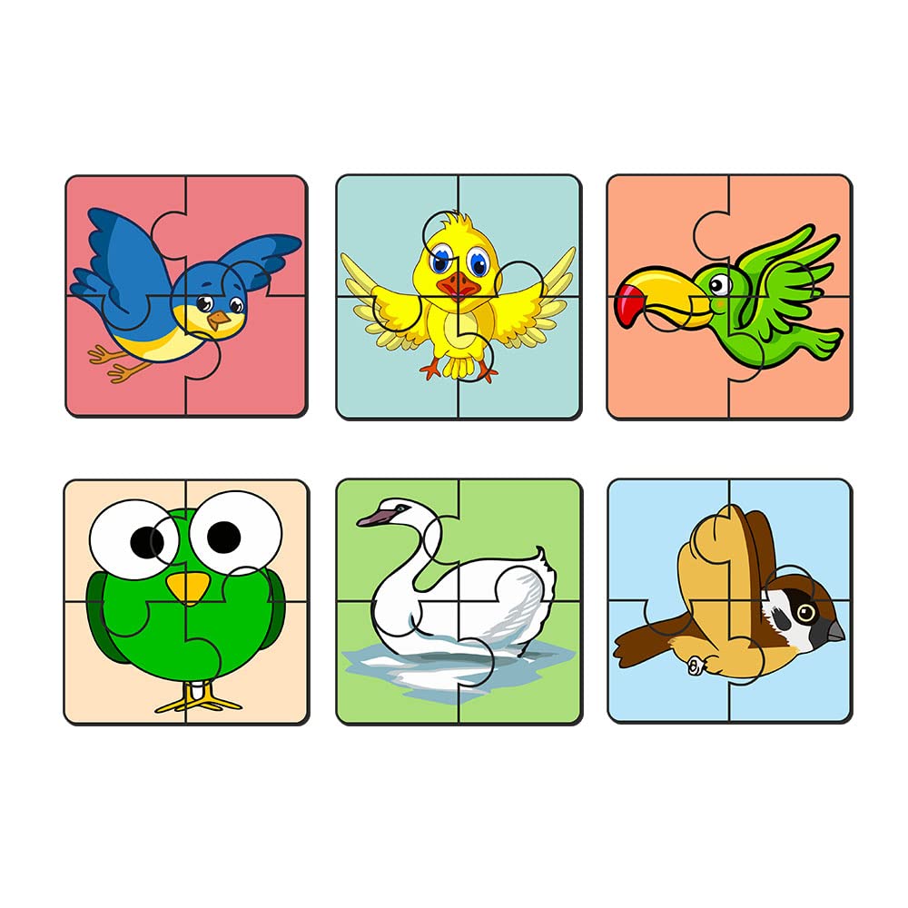 Artvibes Birds Wooden Jigsaw Puzzle Games for Children & Kids | Jigsaw Puzzles for Kids Age 2-5 | 4 Pieces Puzzles | Toddler's Wooden Puzzle (PZ_503N), Set of 6