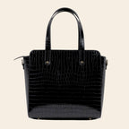The Gusto Beyond+ Croco Mini-Premium Faux Leather Small Tote Bags For Women Stylish Handbag For Women With Zip Closure Fit For Office Bag, College, Casual Use Handcrafted, Cruelty Free, Black