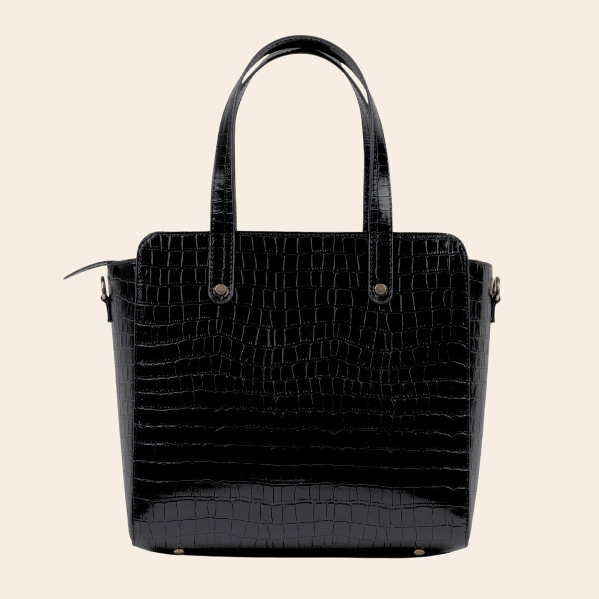 The Gusto Beyond+ Croco Mini-Premium Faux Leather Small Tote Bags For Women Stylish Handbag For Women With Zip Closure Fit For Office Bag, College, Casual Use Handcrafted, Cruelty Free, Black