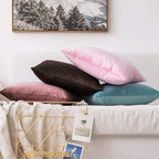 Khooti Velvet 200 TC Cushion Cover Pack Of 1-18X28/46X71 Cm-Baby Pink-Soft Pillow Covers Cushion Case For Sofa Bedroom Living room Chair Car