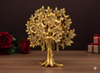 Metal Kalpavriksha Tree for Home Decor - Golden Wish Fulfilling Tree Metal Showpiece for Temple, Vastu, Office Table & Gifting Banyan (No 2 Golden)