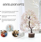 KHOLAD Rose Quartz Natural Crystal Money Tree | Feng Shui Healing Gemstone Tree for Love, Peace, Harmony & Positive Energy | Decorative Bonsai Tree for Home Decor & Office (Pink)