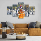VIBECRAFTS Radhe Krishna Canvas Wall Painting Set of Five For Home|Office|Living Room|Gift (PTVC5Pcs1_5540)