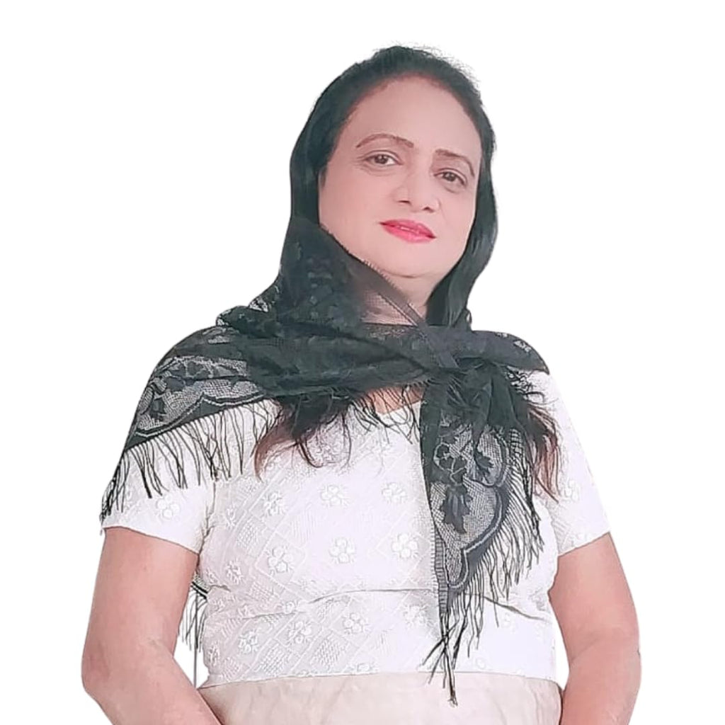 Devino Ora Elegant Black Lace Triangle Scarf/Shawl,/Veil Black Flower, 1