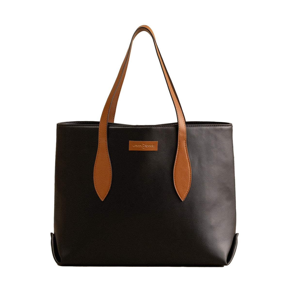 Urban Space Vegan Leather Women Tote Bag with Laptop compartment, Handbag for Work, Ladies purse, Stylish Shoulder Bag, Laptop ipad Bags For Office Use, Gift for Women (Kaya Tote Black)