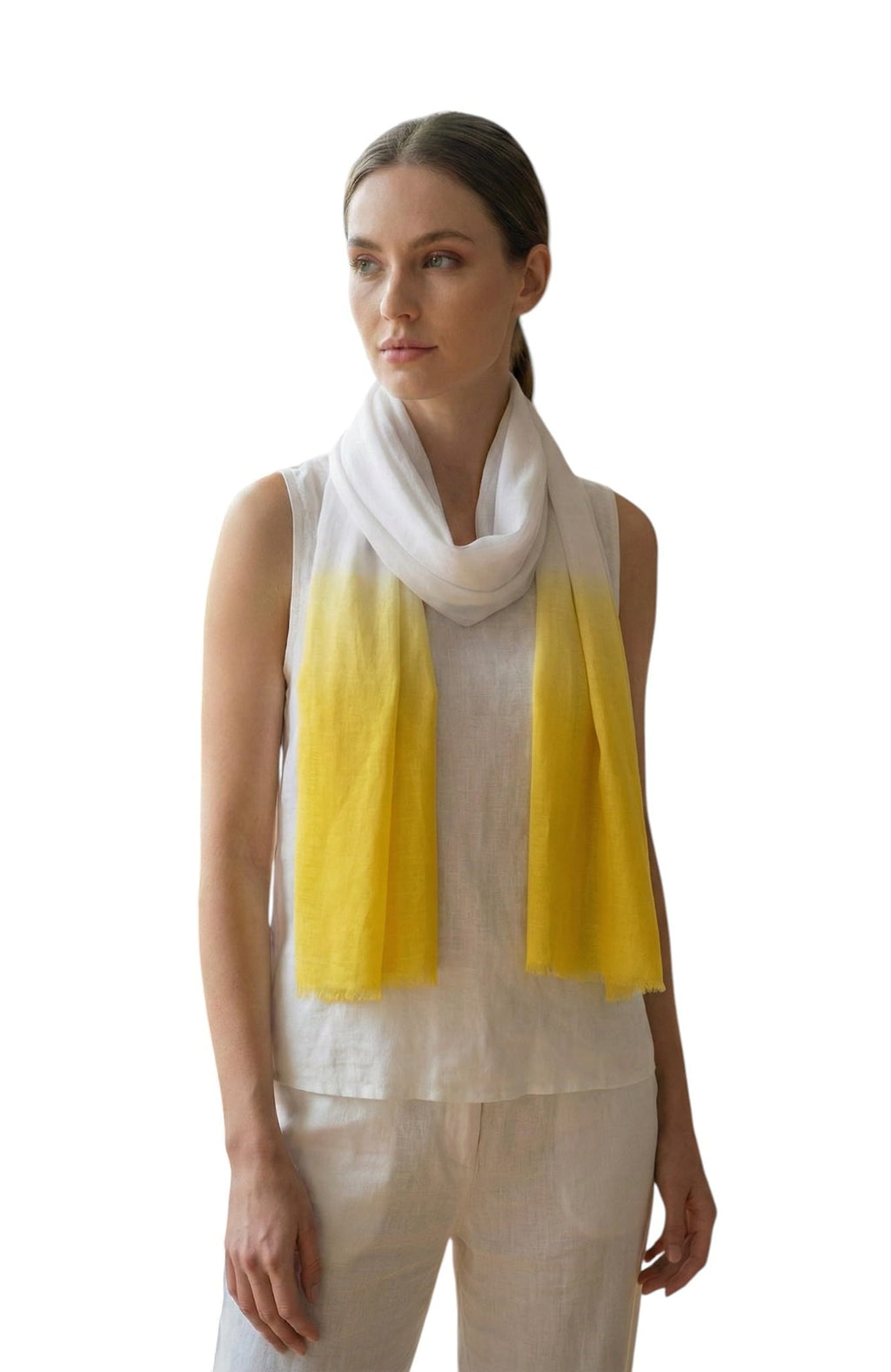 VERAME Cotton Ombre Shaded Scarf for Women & Men – Lightweight Breathable Summer Stole, Soft Stylish Unisex Wrap (YELLOW)