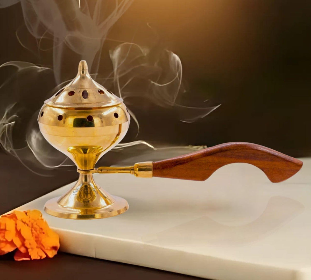 DSH Home Purifying Brass Dhuna Loban Burner Dhooni Dhoop Dani Dhuni Bakhoor Holder Insence Holder Kapoor Burner.(LBN-05 sml)