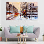 VIBECRAFTS Street View of London Five Pieces Premium Wall Painting For Home|Office|Living Room|Gift (PTVC5Pcs4_8629)