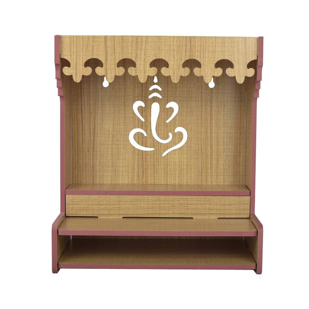 YIXT Premium MDF Wooden Pooja Mandir with Doors, Dome & Shelf | Home Temple for Living Room | Modern Temple with Storage Cabinet
