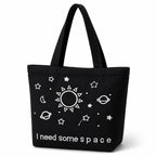 MASQ Premium ToteBag for Women with Zipper | Embroidered Foldable Shoulder Bag with Multiple Pockets | Spacious Handbag for College & Office | Eco-Friendly & Reusable (AP_TB_Galaxy_01)