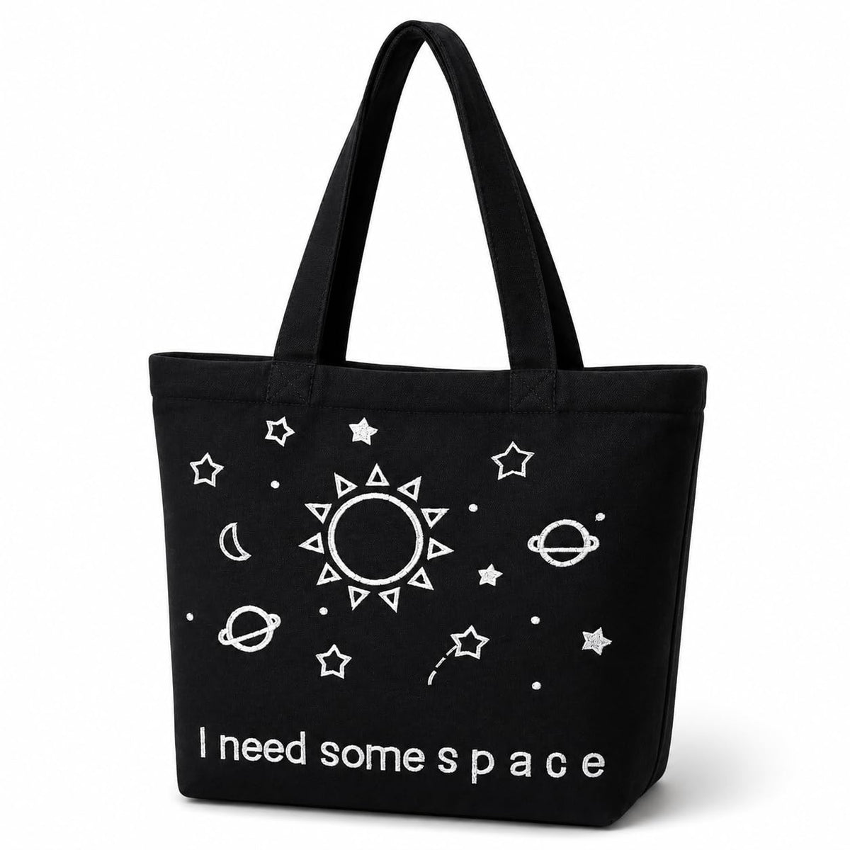 MASQ Premium ToteBag for Women with Zipper | Embroidered Foldable Shoulder Bag with Multiple Pockets | Spacious Handbag for College & Office | Eco-Friendly & Reusable (AP_TB_Galaxy_01)