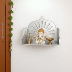 Fliptic Small Acrylic Wooden Temple DIY || Wall-Mounted Pooja Mandir, Shining Finish for Home, Office, Shop || Wall Mounted Small Size Wooden Temple || Do It Yourself (Silver)