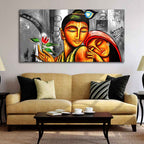 VIBECRAFTS Canvas Paintings for Living Room Drawing Room Radha Krishna Canvas Wall Painting Fitted With Wooden Frame For Home | Office | Living Room | Gifts (PTVCH_2520N)