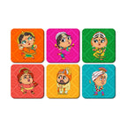 Artvibes Printed MDF Wooden Coasters for Home and Kitchen | Dining Table Decor | Square Coasters | Kitchen Decorative Items | Table Decoration | Home Decor (Set of 6 | 4x4 Inch)(Cartoons) TC_2011