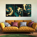 VIBECRAFTS 3 Pieces Abstract Line Art Rose Flower Canvas Wall Painting Fitted With Wooden Frame For Home | Office | Living Room | Gifts(PTVC3Pcs3_11508N)