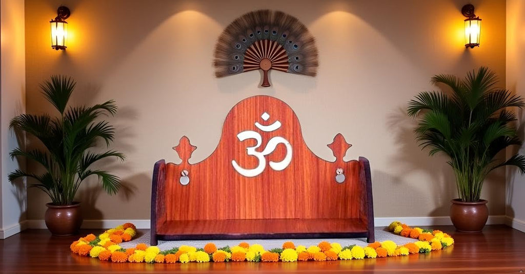 HOMEWEY DECOR Wooden Home Temple Handcrafted Support Heavy Idols Luxurious Finish Pooja Mandir for Home and Office Wall Mount for Pooja Room (temple0102-04DM-24)