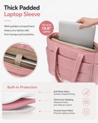 Tressential Puffer Tote Bag for Women, Lightweight, 20L Capacity with 15.6 inch Laptop Compartment, Side Pockets, Office, College and Travel (Pink)