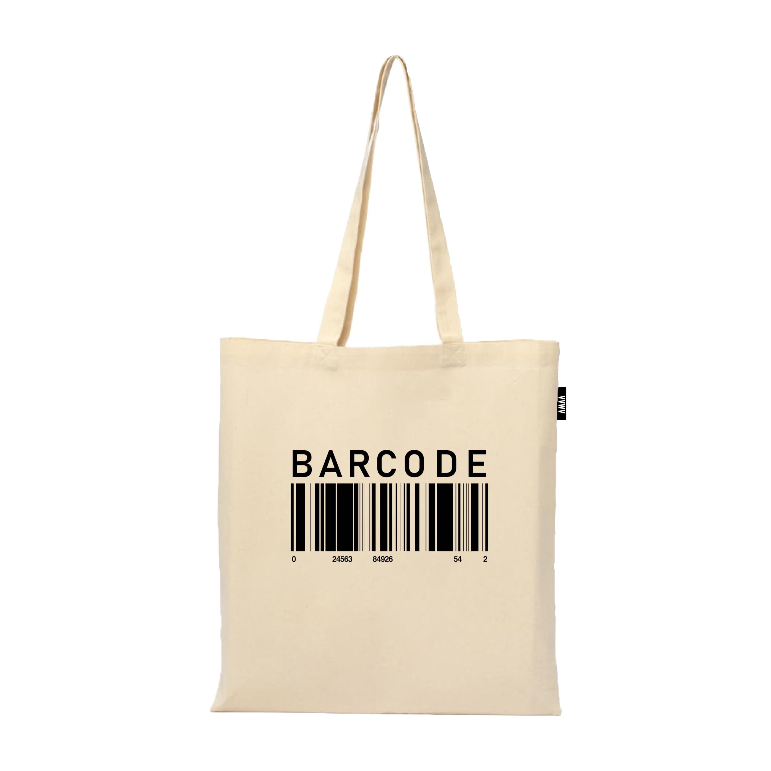 VVWV Barcode Printed Reusable Tote Bags | 100% Organic Cotton Shopping/Grocery Bag | Multi-Purpose Bag | Sturdy Canvas Bag with 15kgs Capacity (13 x 15.7 Inch)