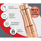 Copperika Tatva Gift Set Copper Water Bottle 1000ml + Copper Glass (Pack of 2-300ml Each) Original Heavy Build |BPA Free With Ayurvedic & Other Health Benefits | Marriage & Return Gift Set