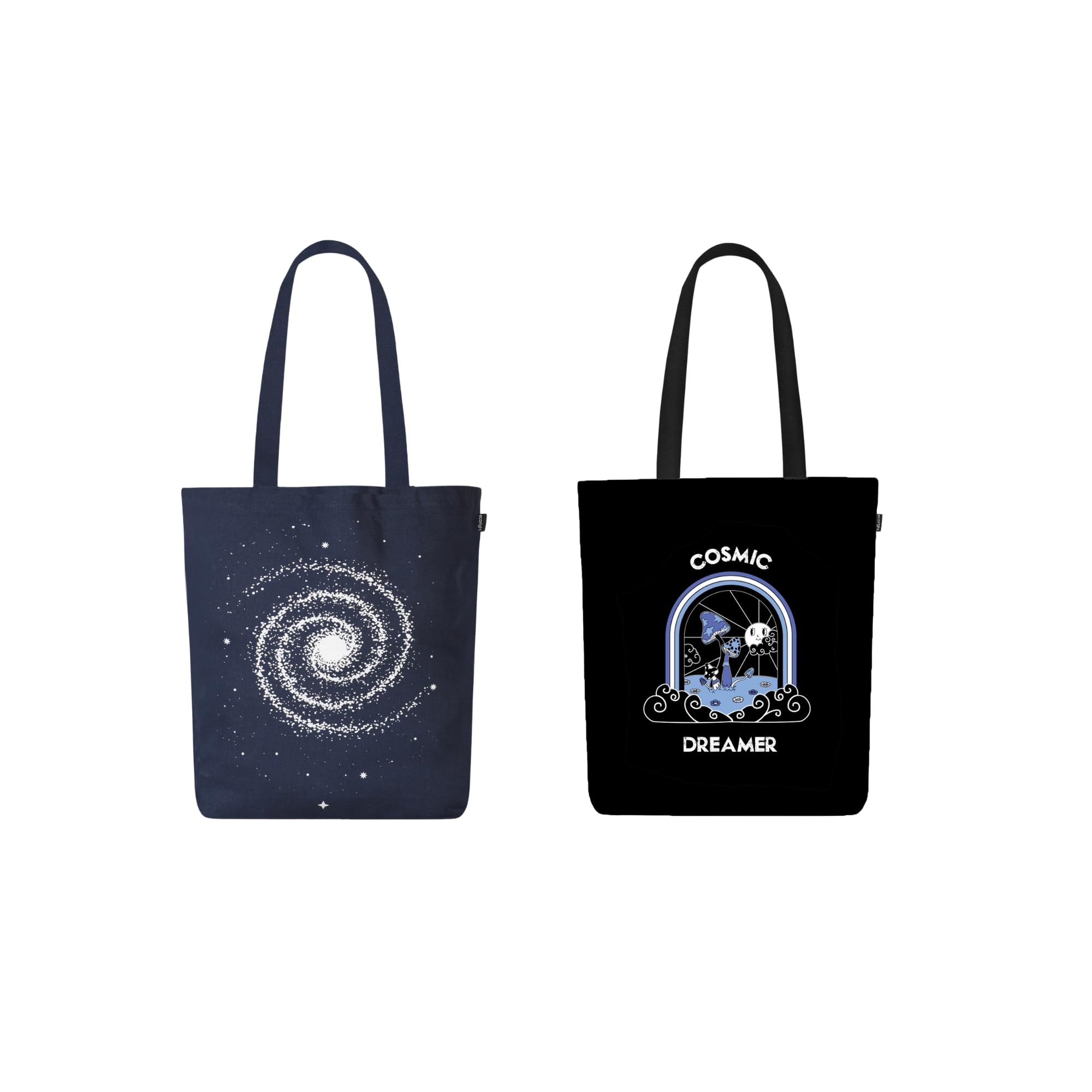 Eco Right Canvas Tote Bags for Women with Zip, College Bag for Girls, 100% Organic Cotton Tote Bag for Shopping, Travel & beach bags for women (Pack of 2)