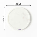 Serein Modern Round White Marble Tray Platter Trinket Vanity Storage Organizer Handmade Marble Serving Tray for Perfume, Jewelry, Coffee Table Decor for Makeup Organizer, Bathroom, Kitchen -8 Inch