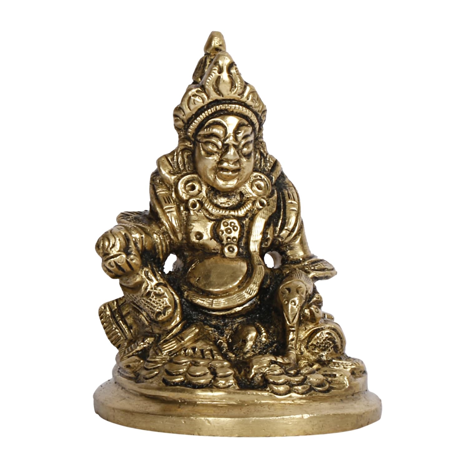 ARTVARKO™ Brass Kuber Murti Lord of Treasure Wealth Maharaj Kuber Statue for Tijori Locker Money Safe Kubera Idol 3 Inch
