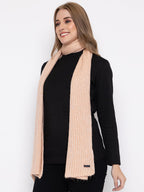 513 Women's Acrylic Woolen Solid Self Design Casual Warm Winter Wear Muffler Scarf Stole
