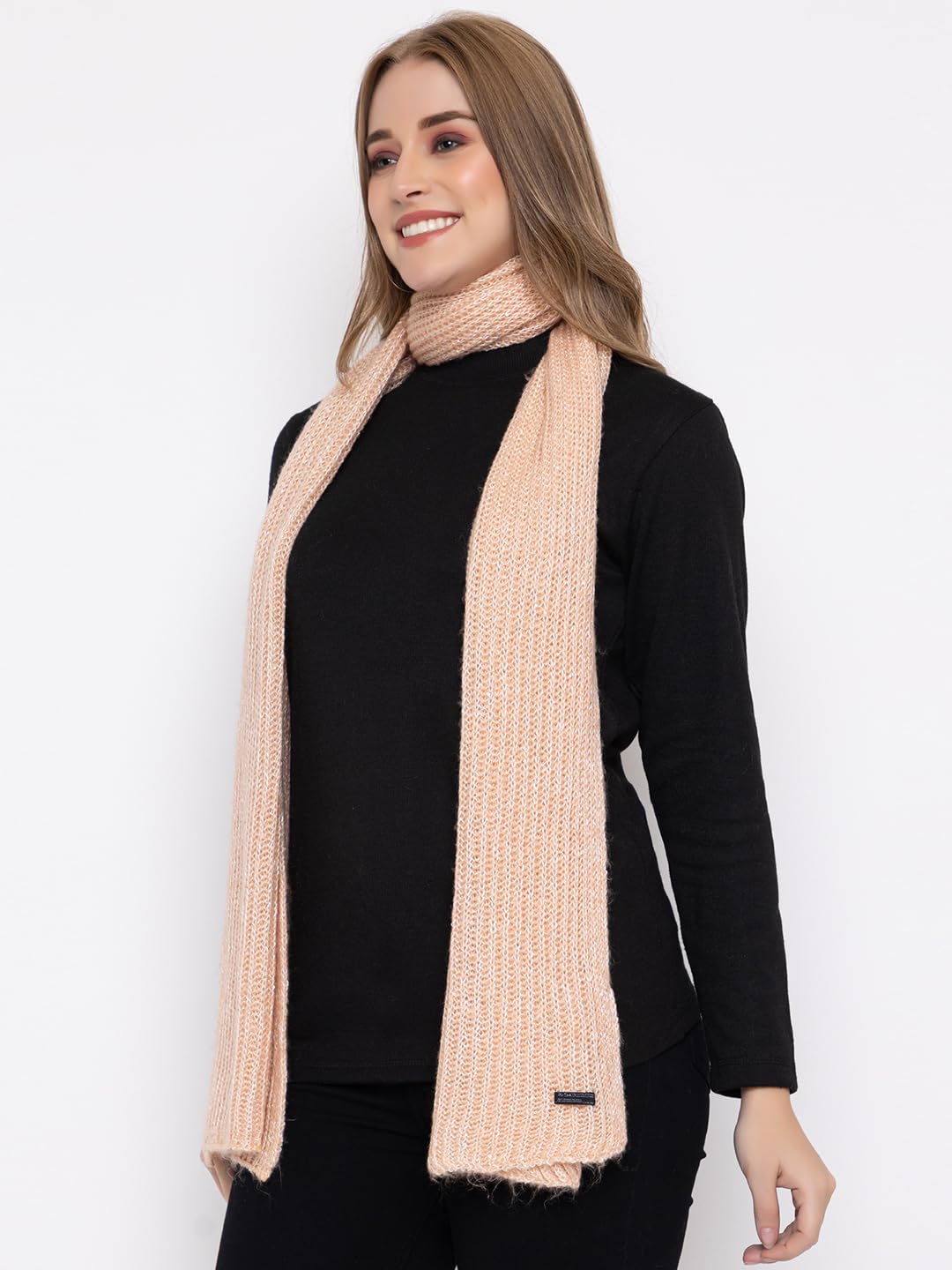 513 Women's Acrylic Woolen Solid Self Design Casual Warm Winter Wear Muffler Scarf Stole