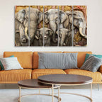 VIBECRAFTS Beautiful Elephants Premium Wall Painting Set of Five For Home|Office|Living Room|Gift (PTVC5Pcs4_8615)