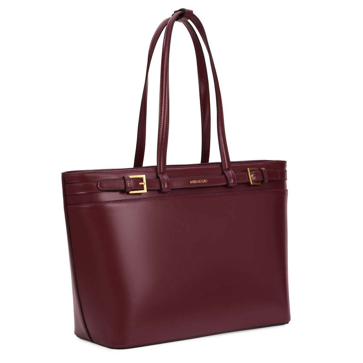 Miraggio Seoul Tote Bag For Women Office Use | Tote Bags For Women Stylish Main Compartment Can Fits Upto 15 Inches Laptop | Structured Shoulder Tote Bag (Wine)