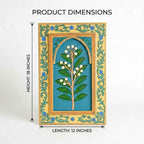 ATRANGI STUDIO Motiphool Handpainted Wooden Wall Frame | Rajasthani Traditional Craft | Decorative Floral Wall Hanging Art for Living room, Bedroom, Office | 12×18 Inch, Teal