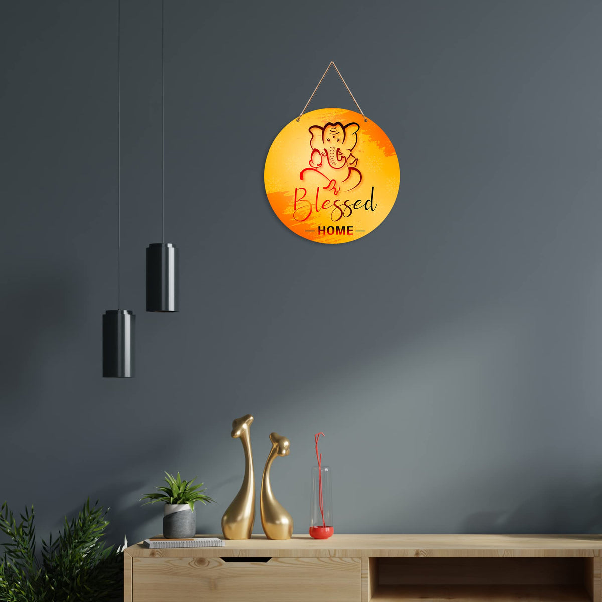 Artvibes Blessed Home Round MDF Wooden Wall Art for Home Decor | Quotes Decor Item | Home Quotes Wall Hanging | Modern Decor Items | Wall Poster | Artworks Hangings | Unique Gift (WH_4014NN)