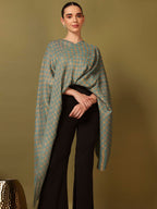 Pashmoda Women Champagne Check Reversible Zari Moonlight Fine Wool Stole (Size : 28x80in, 71X203cm) ZSST02