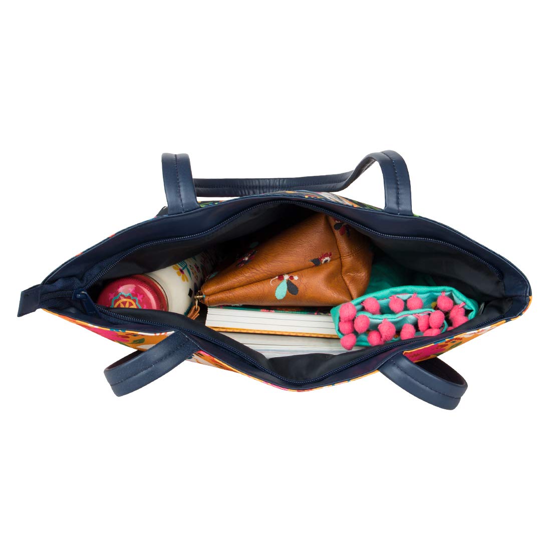 Chumbak Teal Killim Owl Tote Bag - Navy