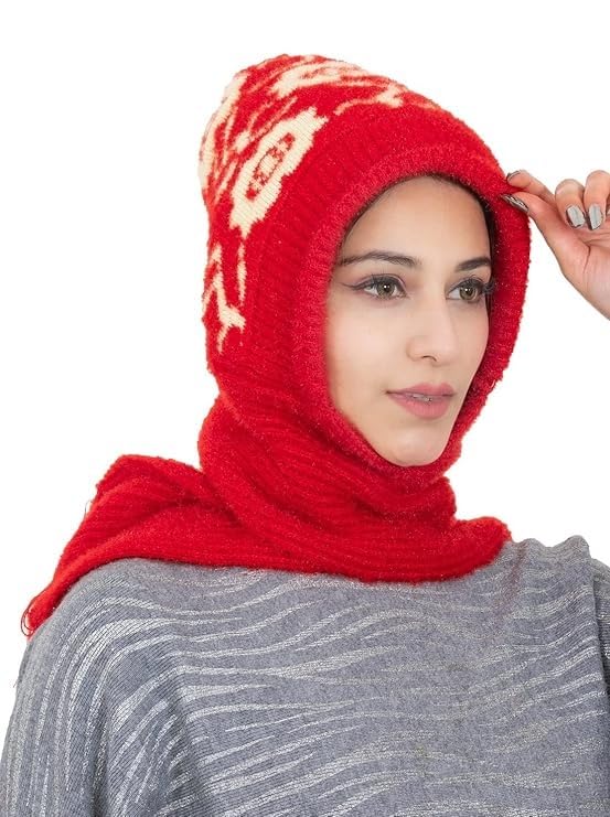 KmCho Red Woolen Muffler for Women - Soft Warm Winter Scarf - Stylish & Cozy - (Pack of 1)