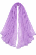 shaneka Lightweight Crinkle Scarf, Lavender Purple, Sheer Fabric with Lace Trim, Women's Wrap Stole