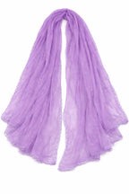shaneka Lightweight Crinkle Scarf, Lavender Purple, Sheer Fabric with Lace Trim, Women's Wrap Stole