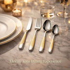 ANH MART Mirror Finish Gold Plated Stainless Steel Flatware Set - Copper Silverware Rose Gold Cutlery [Dinner Fork, Tea Spoon, Salad Spoon, Knife] (Golden DOT, 12)