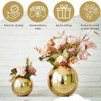 BEHOMA Metal Ball Round Metal Vase for, Gold