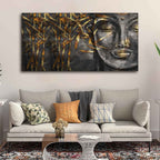 VIBECRAFTS Canvas Paintings for Living Room Drawing Room Gautam Buddha Sculpture Canvas Wall Painting Fitted With Wooden Frame For Home | Office | Living Room | Gift (PTVCH_2498)