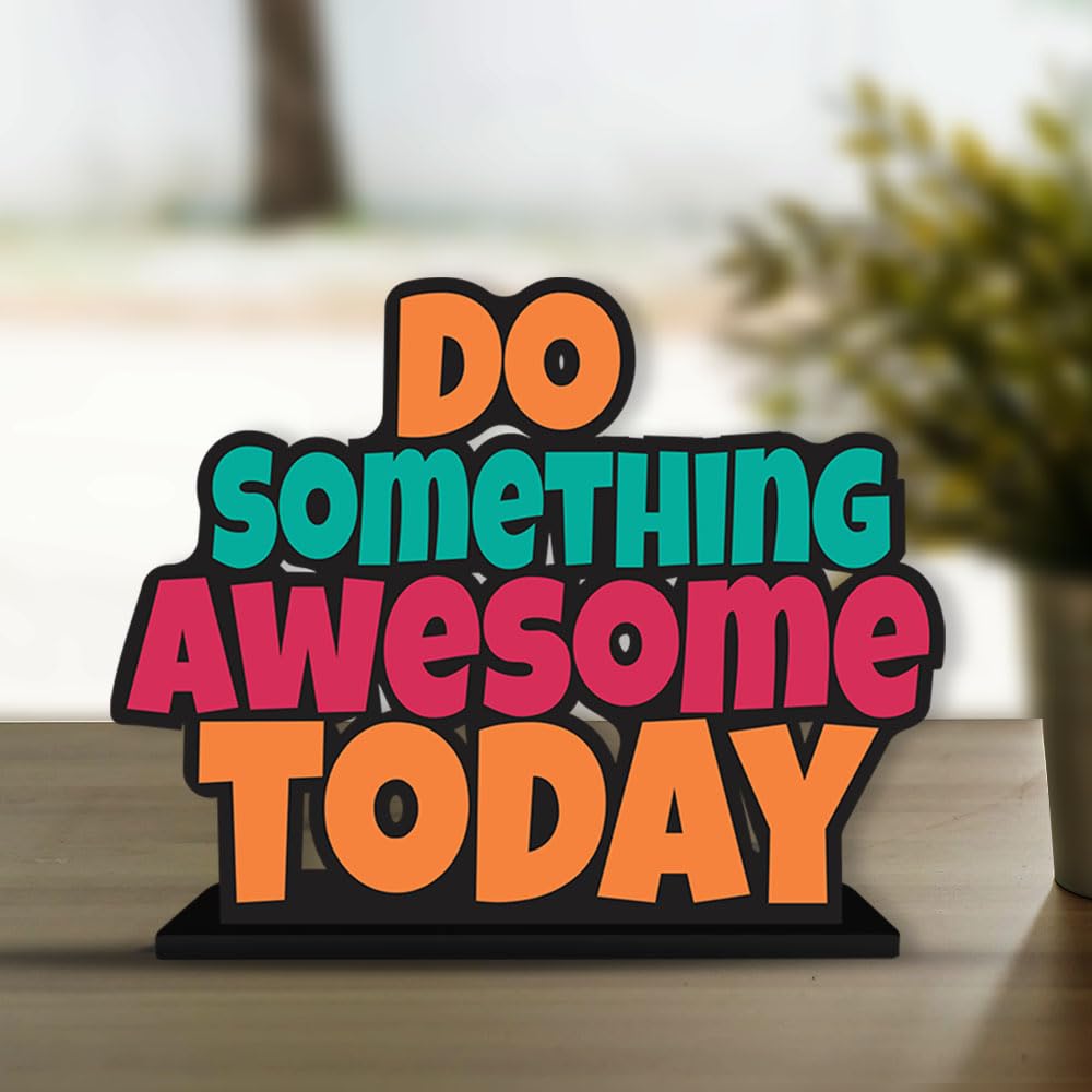 Artvibes Wooden Idols&Figurine Do Something Awesome Today Positive Quotes Table Decor for Office Desk Alphabet Showpiece|Home Decoration|Living Room|Modern Giftings|Home Decor Items (Sp_1173)