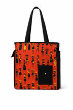 Vaishnavi Solapur Creations Warli Printed Cotton Tote Bag for Women | Ethnic Handmade Shoulder Handbag | Reusable Eco-Friendly Shopping & Daily Use Bag (Black)