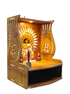 PIXELCRAFTS Wooden Temple Puja Mandir Art and Crafts Temple for Home, Shop, Office with LED SPOT Light (Size – H 15.5X L 11.5 x W 11 inch) (COACHWOODUNIQUE)