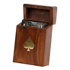 ARTVARKO Black Gold Plastic Playing Card with Handmade Rosewood/Sheesham Wood Brass Inlay Box Holder for Single Deck Decorative Storage.