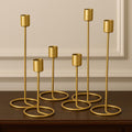 NOVELTY INDIA Set of 6 Candle Holder, Candlestick Holders Taper Candle Holder, Gold Metal Candle Stand for Home & Decor Candle Stick Holders.