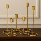 NOVELTY INDIA Set of 6 Candle Holder, Candlestick Holders Taper Candle Holder, Gold Metal Candle Stand for Home & Decor Candle Stick Holders.