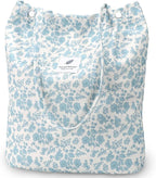Lyrovo Women Corduroy Shoulder Tote Bag for Work Beach Travel and Shopping Grocery (Blue Flower)
