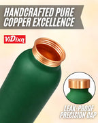 viDixn 100% Pure Copper Water Bottle 950ml – Ayurvedic Leak-Proof Copper Bottle for Drinking Water – Handcrafted Mandala Design – BPA-Free & Eco-Friendly – Improves Immunity & Digestion (SEA GREEN)