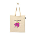 VVWV Happy Shopping Funny Printed Reusable Tote Bags | 100% Organic Cotton Shopping/Grocery Bag | Multi-Purpose Bag | Sturdy Canvas Bag with 15kgs Capacity (13 x 15.7 Inch)