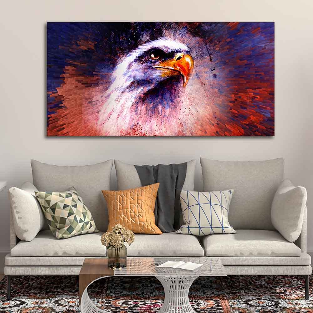 VIBECRAFTS Canvas Paintings for Living Room Drawing Room Eagle Art Canvas Wall Painting Fitted With Wooden Frame For Home | Office | Living Room | Gifts (PTVCH_2532)